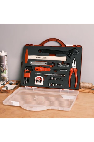 Work It 35 Parça El Aleti Seti - Pense, Bits Tornavida&Uç Seti, Lokma, Alyan, Çekiç, Metre - Resim 5
