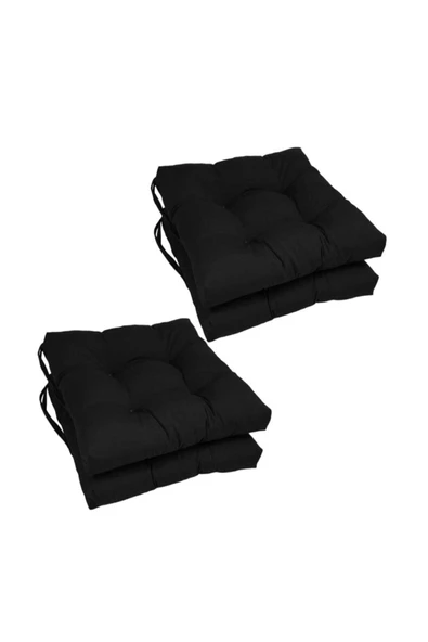 KAJJU TEXTİLE & DESİGN 4'lü Pofidik Kare Sandalye Minderi Siyah 40 X 40 Cm ürün görseli 1