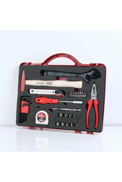 Work It 35 Parça El Aleti Seti - Pense, Bits Tornavida&Uç Seti, Lokma, Alyan, Çekiç, Metre - Resim 3