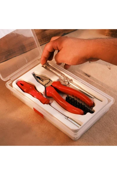 Work It 13 Parça Pense ve Vidalama Seti - 180mm Pense + Bits Uç Tutucu + 10 Parça Bits Uç+ Kontrol Kalemi - Resim 3