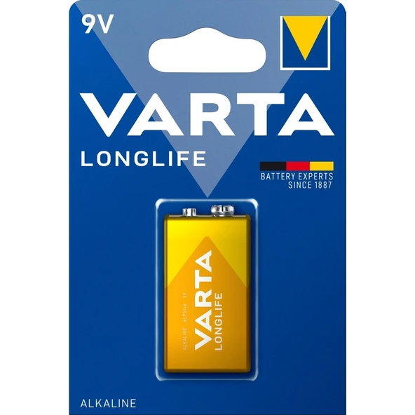 Varta Longlife Alkalin 9 Volt Pil - Dezenfektan Hediyeli (%72 Alkol) ürün görseli 1