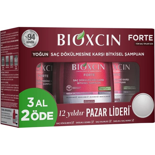 Bioxcin Forte Saç Dökülmesine Karşı Bakım Şampuanı 300 ml 3 Al 2 Öde - Dezenfektan Hediyeli (%72 Alkol) ürün görseli 1