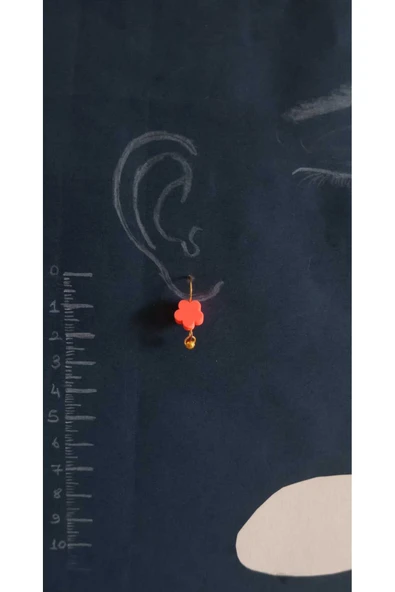 Çiçek Motifli Fimo Boncuk Küpe - Resim 3