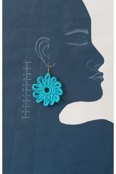 Örgü Crochet Çiçek Motifli Küpe ürün görseli 1