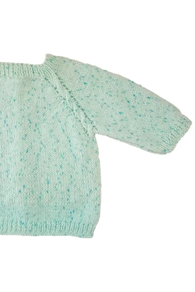 0-1 Yaş Örgü Yeşil Kırçıllı Desen Bebek Hırkası - Resim 4