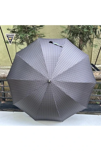 APRİL A-213G 10 Telli Baston Sap Şemsiye Kareli Siyah - Resim 4