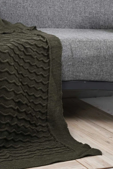 Meral Triko Örgülü Ponponlu Tv Battaniyesi 130 X 170 Cm - Resim 4