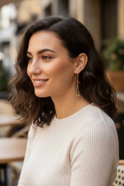 Akik taşlı Sallantılı Küpe ürün görseli 1