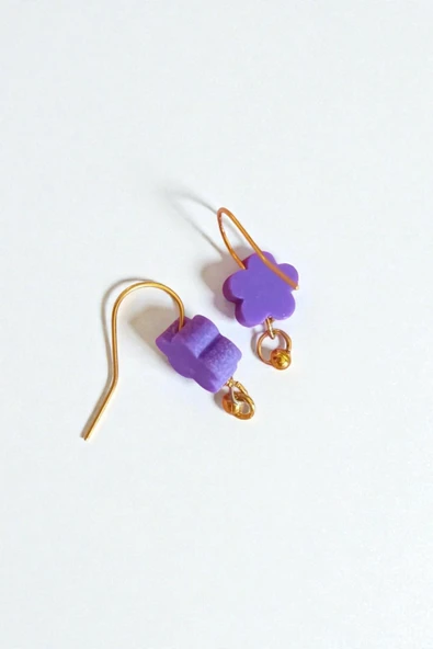 Çiçek Motifli Fimo Boncuk Küpe ürün görseli 1