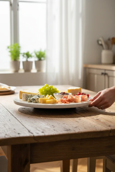 Akayev Traverten 30 Cm Döner Standlı Sunumluk - Resim 2