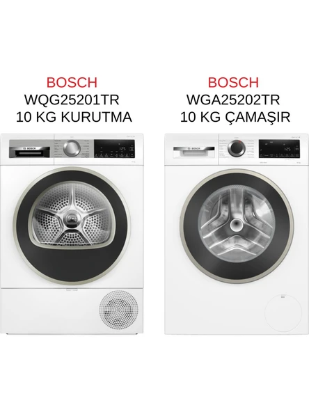 Bosch WQG25201TR - WGA25202TR 10 kg Kurutma ve 10 kg Çamaşır Makinesi 2'li Set ürün görseli 1