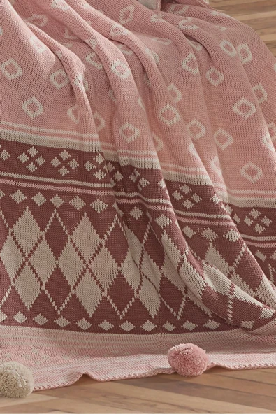 Geyikli  Triko Örgülü Geyikli Tv Battaniyesi 130 X 170 Cm - Resim 12