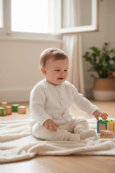 1-2 Yaş Örgü Unisex Bebek Hırkası ürün görseli 1