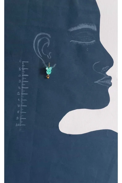 Love Tavşan Model Fimo Boncuk Küpe - Resim 2