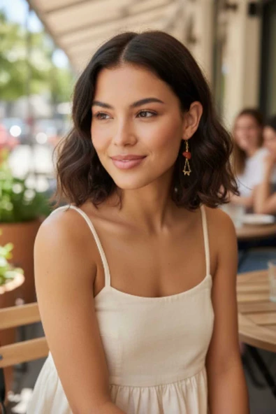 Akik taşlı Sallantılı Küpe ürün görseli 1