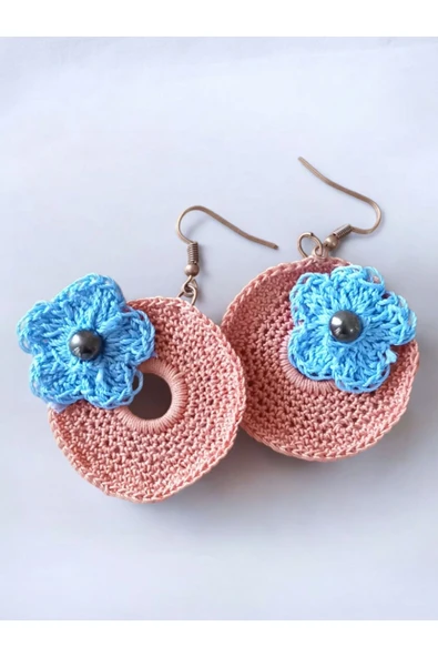 Crochet Örgü İşlemeli Küpe - Resim 2