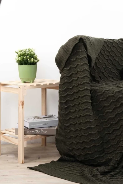 Meral Triko Örgülü Ponponlu Tv Battaniyesi 130 X 170 Cm - Resim 2