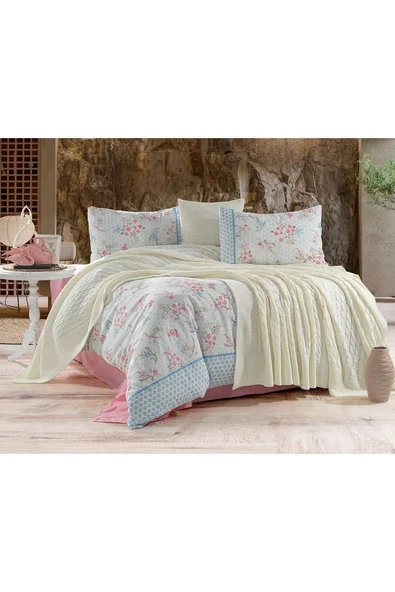 Yeliz Çift Kişilik 57 Tel Nevresim Takımı Triko Battaniyeli 200 X 220 Cm - Resim 2