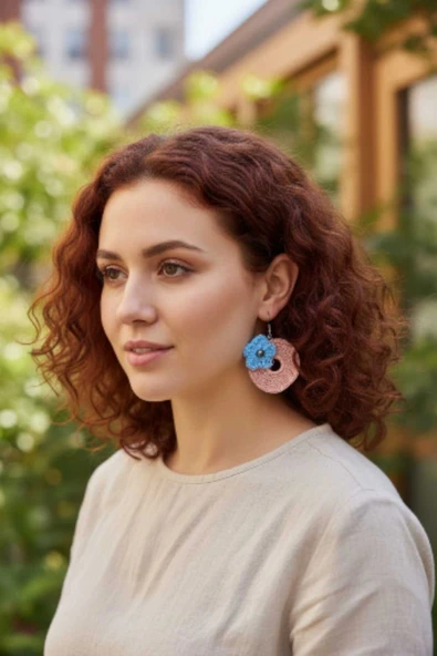 Crochet Örgü İşlemeli Küpe ürün görseli 1