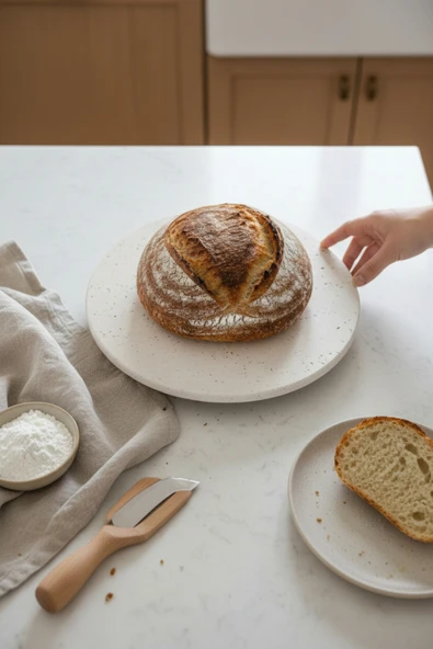 Akayev Traverten 30 Cm Döner Standlı Sunumluk - Resim 4