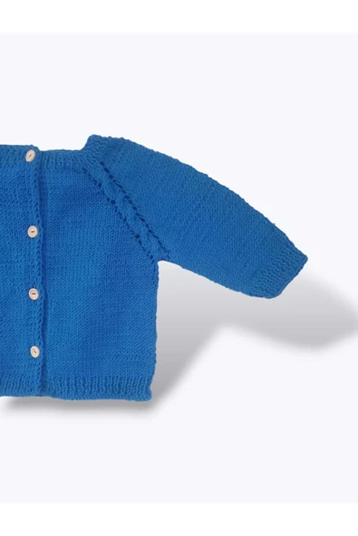 0-1 Yaş Örgü Lacivert Erkek Bebek Hırkası - Resim 3