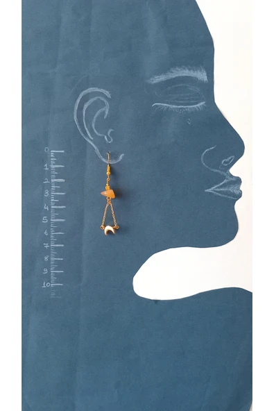 Akik taşlı Sallantılı Küpe - Resim 2