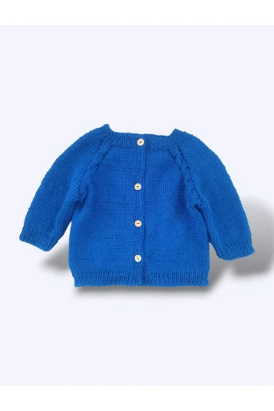 0-1 Yaş Örgü Lacivert Erkek Bebek Hırkası - Resim 2