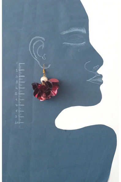 Pullu Balerin incili Sallantılı Küpe - Resim 2