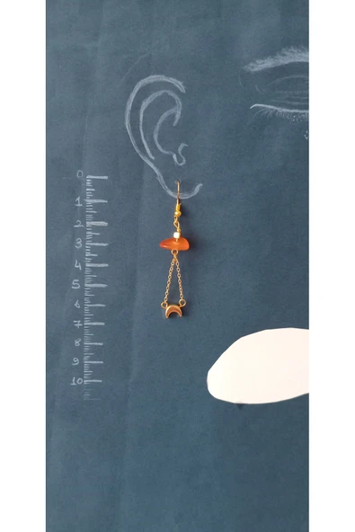 Akik taşlı Sallantılı Küpe - Resim 3