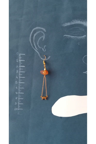 Akik taşlı Sallantılı Küpe - Resim 3