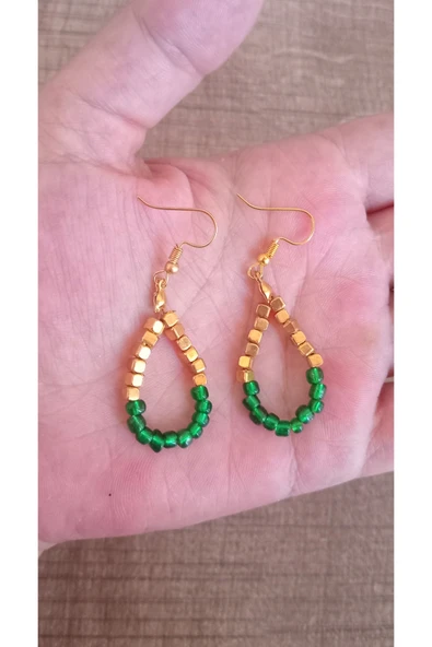 Boncuk Dizgi Sallantılı Küpe - Resim 3