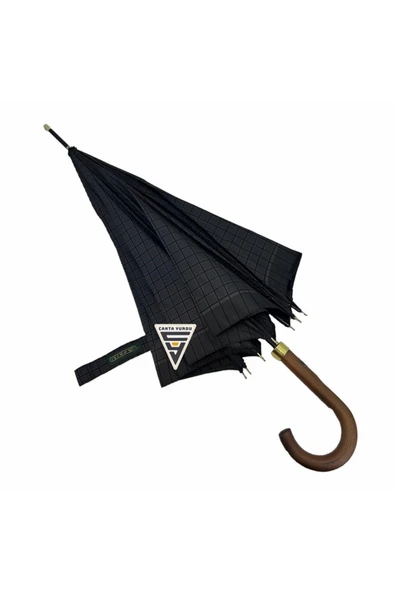 APRİL A-213G 10 Telli Baston Sap Şemsiye Kareli Siyah - Resim 2