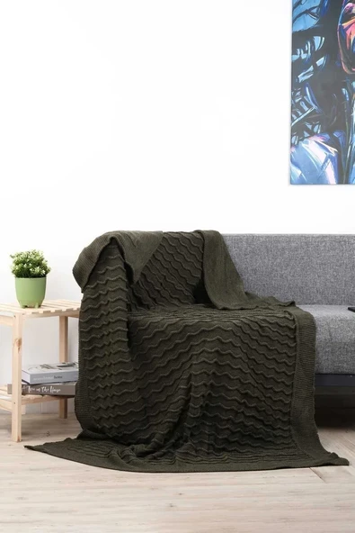 Meral Triko Örgülü Ponponlu Tv Battaniyesi 130 X 170 Cm - Resim 5