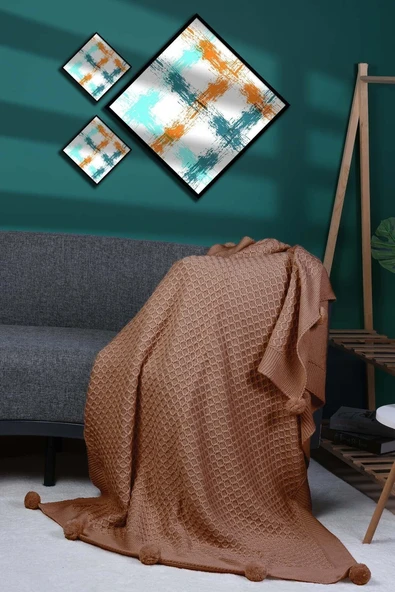 Yeliz Triko Örgülü Tv Battaniyesi 10 Ponponlu 130 X 170 Cm - Resim 10