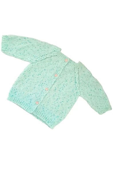 0-1 Yaş Örgü Yeşil Kırçıllı Desen Bebek Hırkası - Resim 3