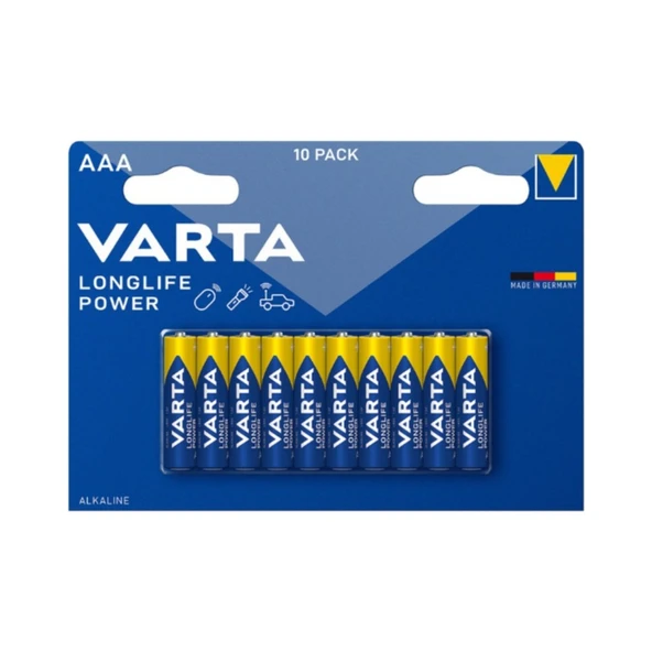 Varta Longlife Power Aaa 10'lu Ince Pil - Dezenfektan Hediyeli (%72 Alkol) ürün görseli 1