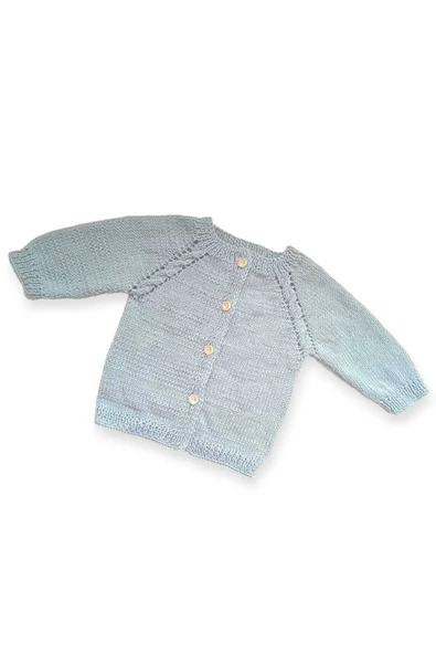 1-2 Yaş Örgü Koyu Mavi Erkek Bebek Hırkası - Resim 2