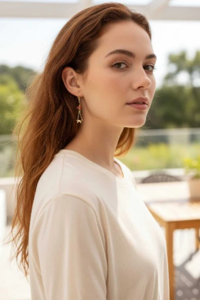 Akik taşlı Sallantılı Küpe ürün görseli 1