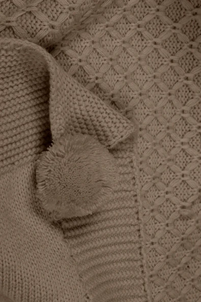 Yeliz Triko Örgülü Tv Battaniyesi 10 Ponponlu 130 X 170 Cm - Resim 2