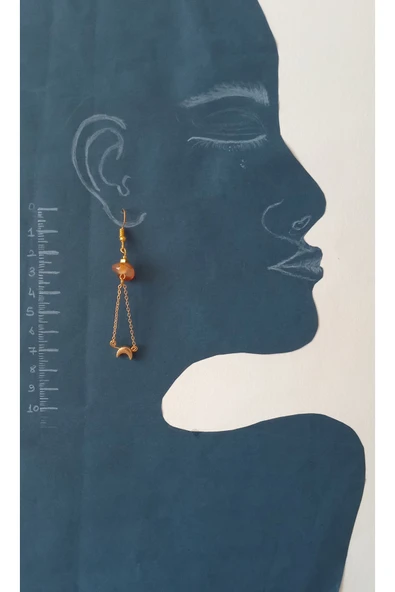 Akik taşlı Sallantılı Küpe - Resim 2