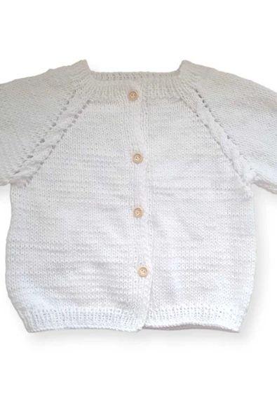 1-2 Yaş Örgü Unisex Bebek Hırkası - Resim 3