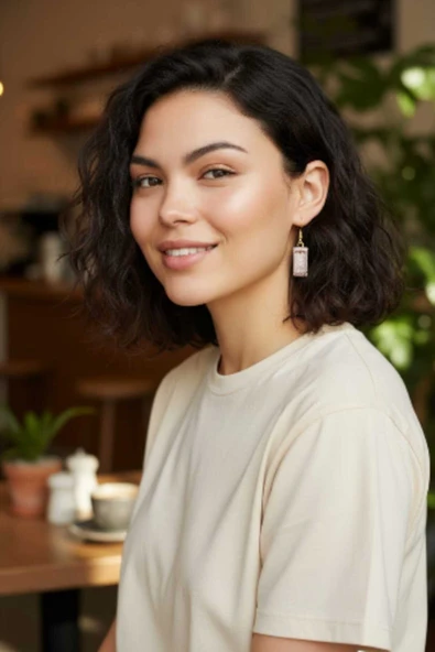 Kot Aksesuarlı Gold Renk Sallantılı Küpe ürün görseli 1