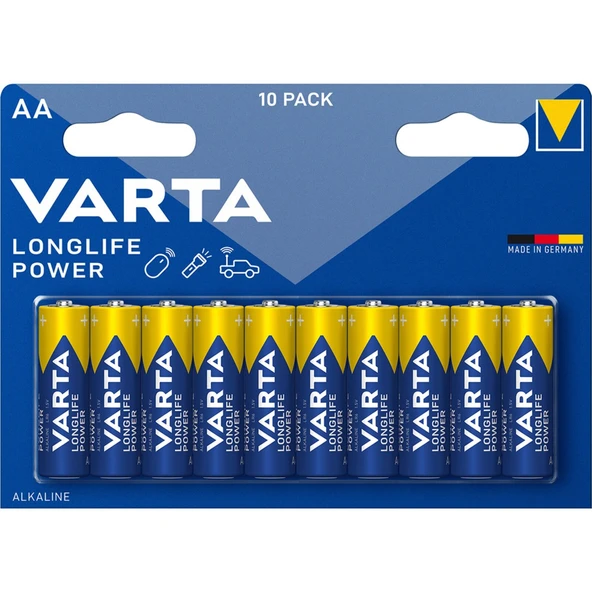 Varta Longlife Power Aa 10'lu Kalem Pil - Dezenfektan Hediyeli (%72 Alkol) ürün görseli 1