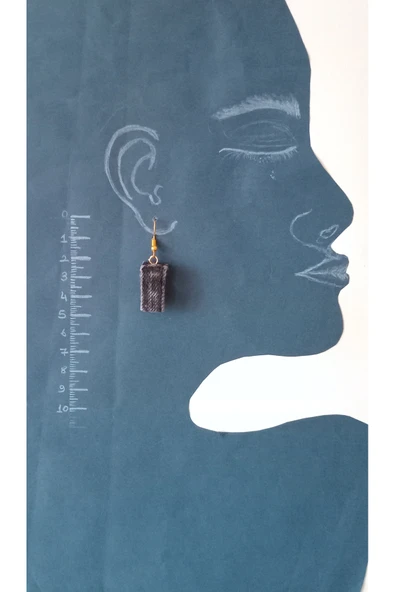 Kot Aksesuarlı Gold Renk Sallantılı Küpe - Resim 2