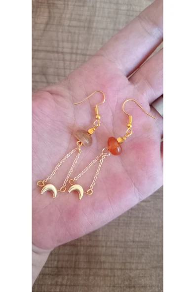 Akik taşlı Sallantılı Küpe - Resim 3