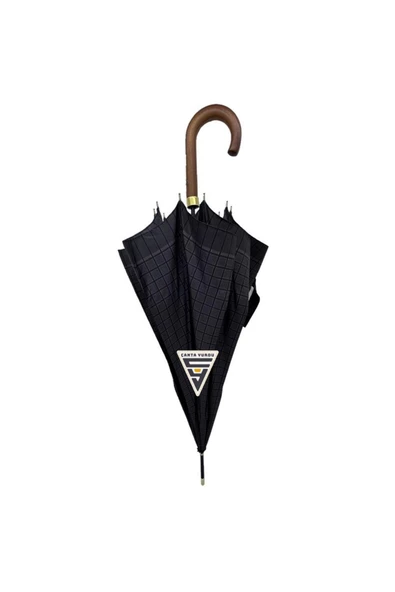 APRİL A-213G 10 Telli Baston Sap Şemsiye Kareli Siyah ürün görseli 1