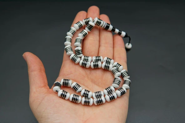 Helezon İşlemeli Oltu Taşı Tesbih st000156 - Resim 5