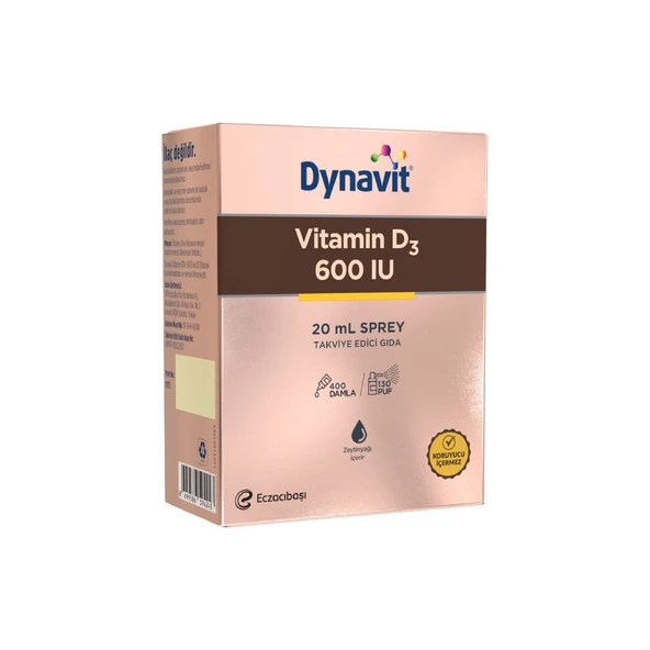 Dynavit Vitamin D3 600 IU 20 ml Sprey - Dezenfektan Hediyeli (%72 Alkol) ürün görseli 1