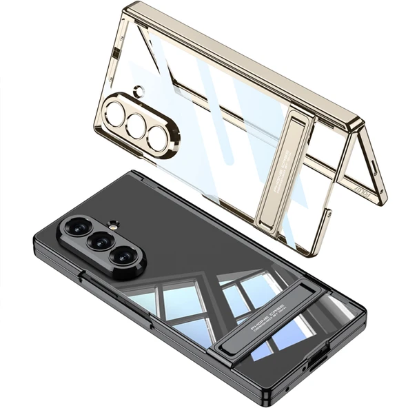Samsung Galaxy Z Fold 7 Şeffaf Tasarımlı Kamera Korumalı Lego Standlı Kapak - Resim 5