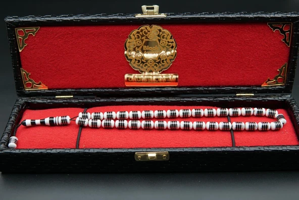 Helezon İşlemeli Oltu Taşı Tesbih st000156 - Resim 6